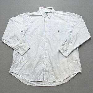 Vintage Ralph Lauren Big Shirt Men's XL Blue Pinstripe Long Sleeve Button Down